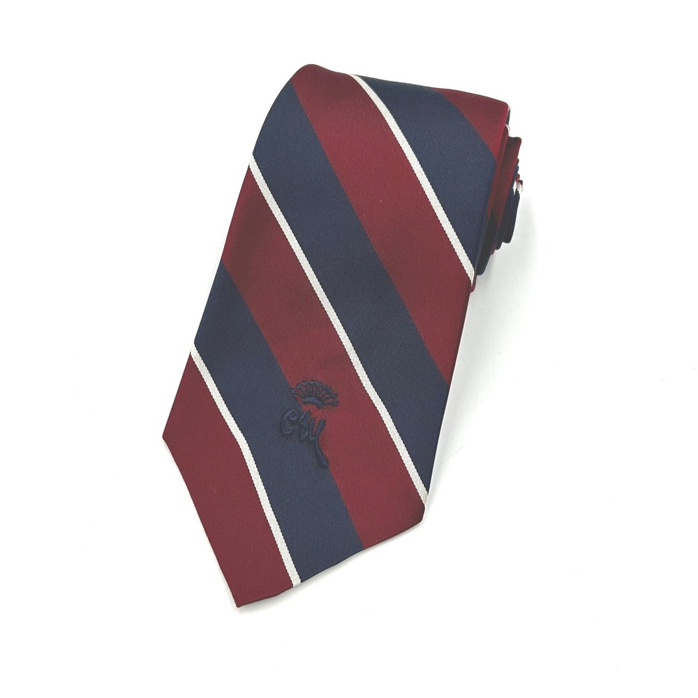 Countess Mara Tie Burgundy Navy Mens Striped Silk Blend 3.75 inch Wide